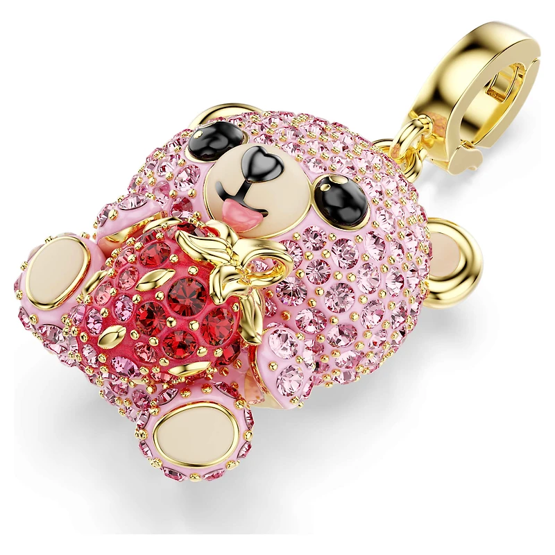 Idyllia charm, Mixed cuts, Teddy, Pink, 18K gold finish
