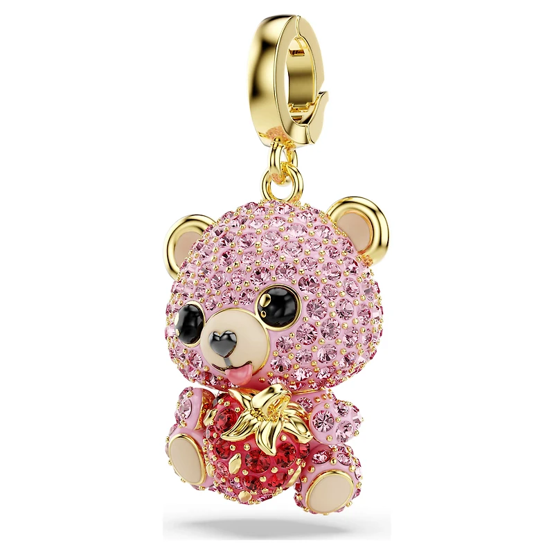 Idyllia charm, Mixed cuts, Teddy, Pink, Gold-tone plated by SWAROVSKI