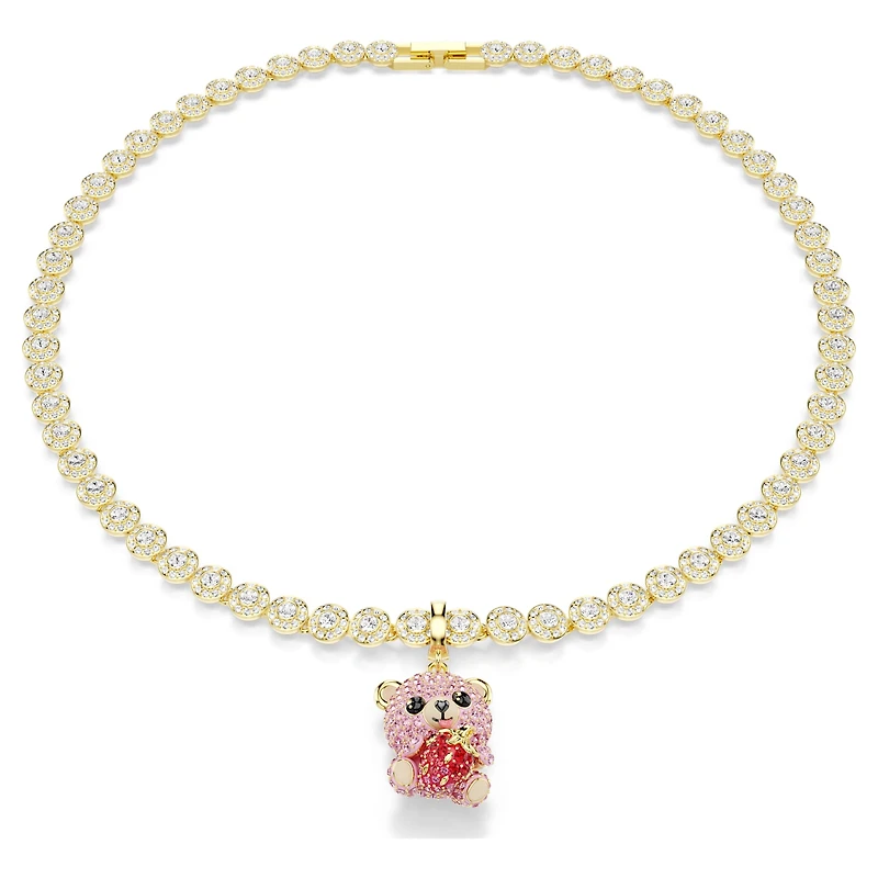 Idyllia charm, Mixed cuts, Teddy, Pink, 18K gold finish