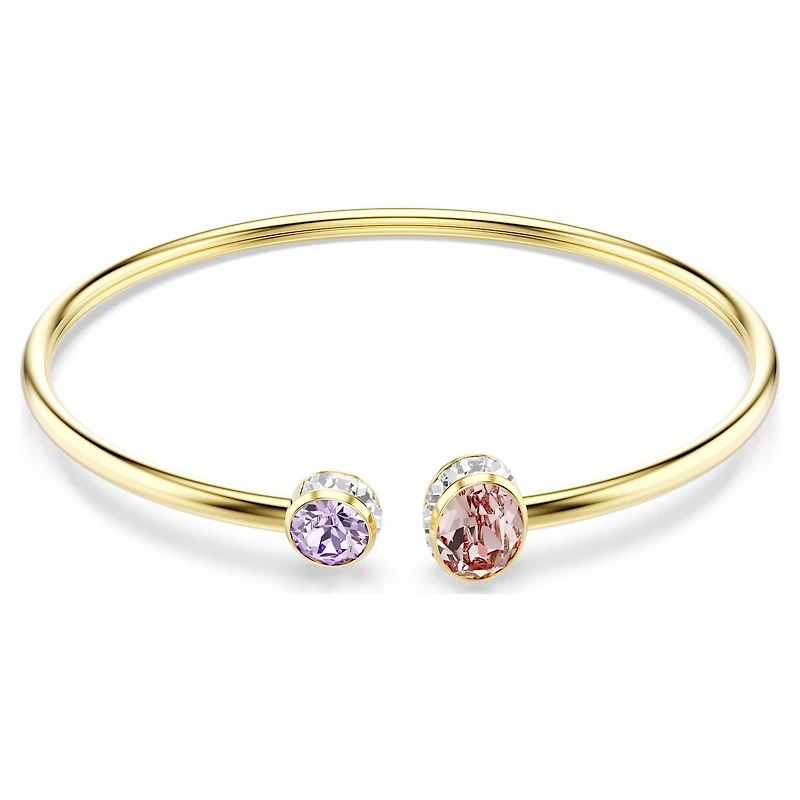Chroma bangle, Mixed cuts, Multicoloured, 18K gold finish