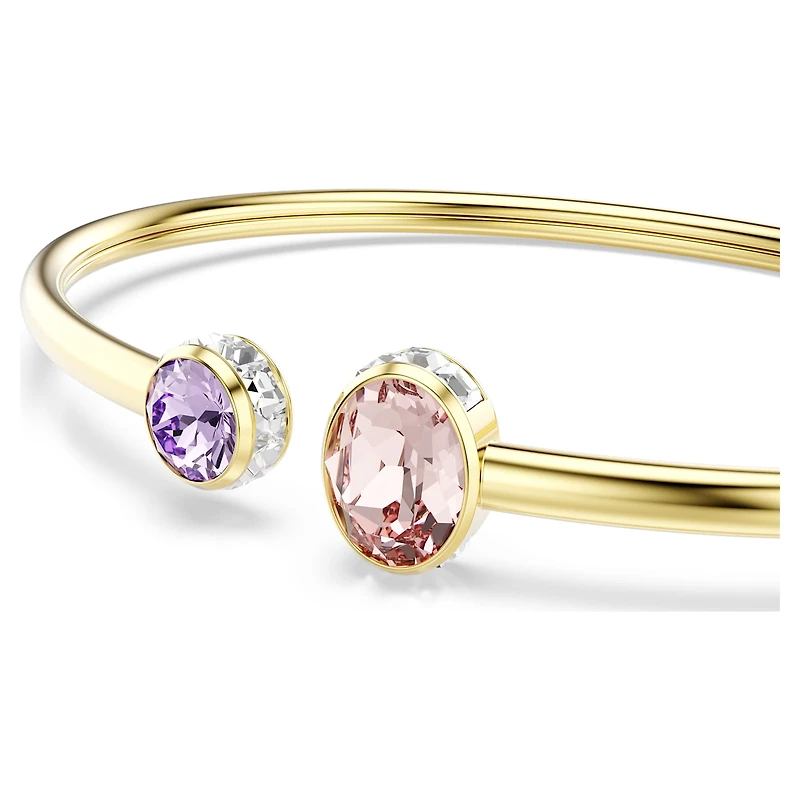 Chroma bangle, Mixed cuts, Multicoloured, 18K gold finish