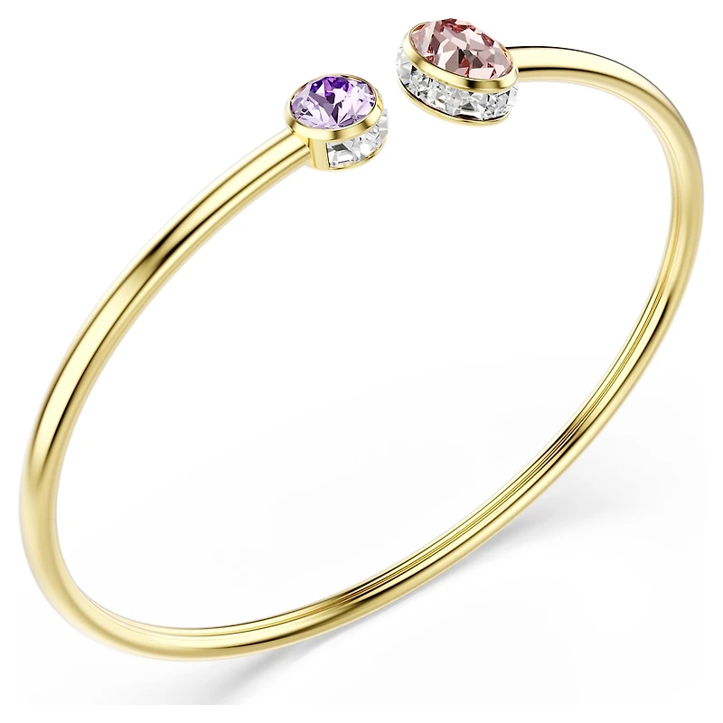 Chroma bangle, Mixed cuts, Multicoloured, 18K gold finish