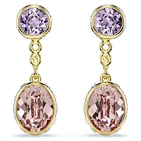 Chroma drop earrings, Mixed cuts, Multicoloured, 18K gold finish