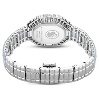 Matrix octagon watch, Baguette cut, Metal bracelet, Blue, Stainless steel