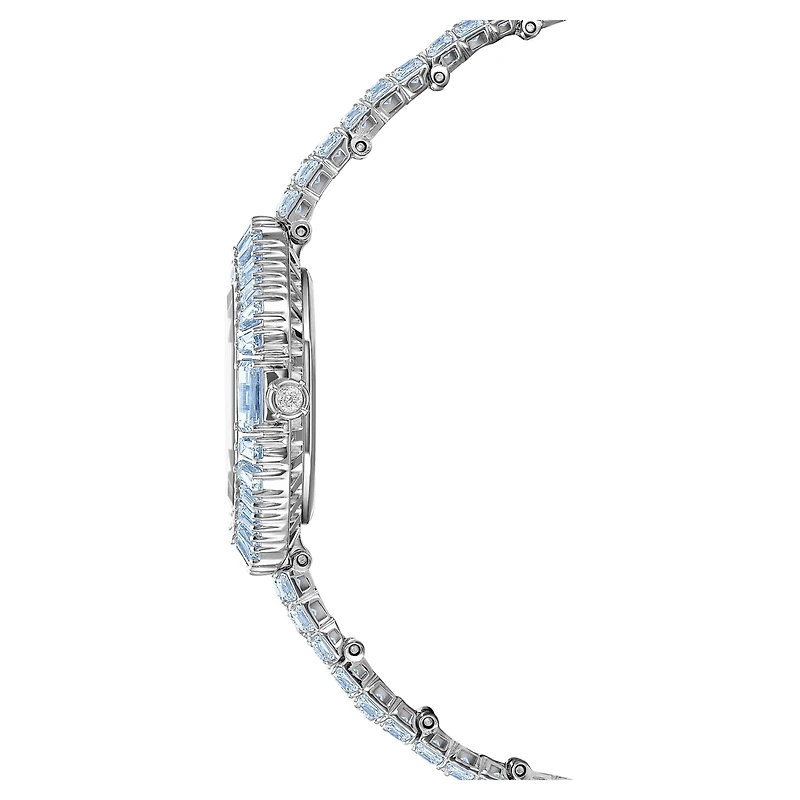 Matrix octagon watch, Baguette cut, Metal bracelet, Blue, Stainless steel