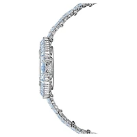 Matrix octagon watch, Baguette cut, Metal bracelet, Blue, Stainless steel