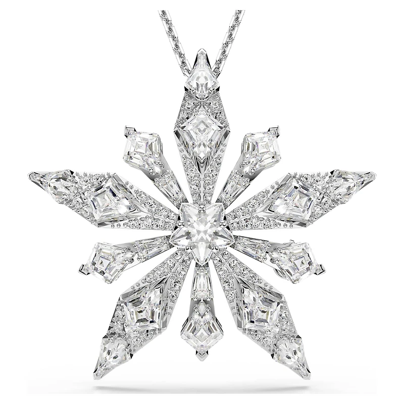 Idyllia pendant and brooch, Star, White, Rhodium plated by SWAROVSKI