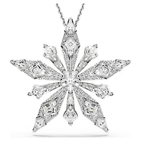 Idyllia pendant and brooch, Star, White, Rhodium plated by SWAROVSKI
