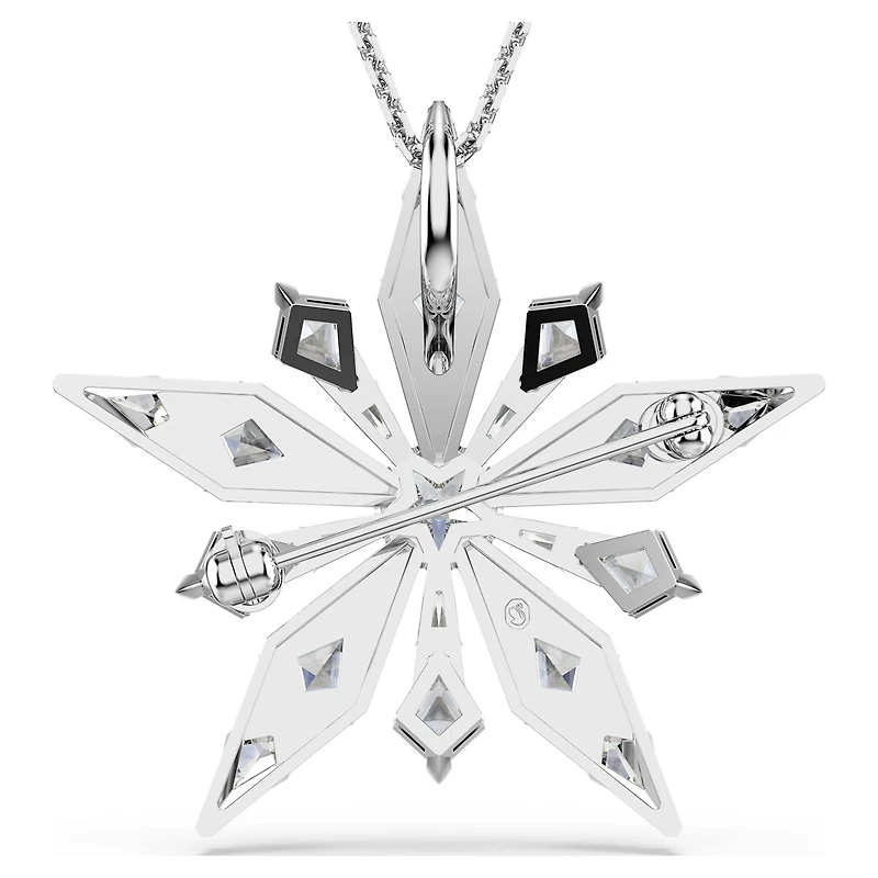 Idyllia pendant and brooch, Star, White, Rhodium plated by SWAROVSKI