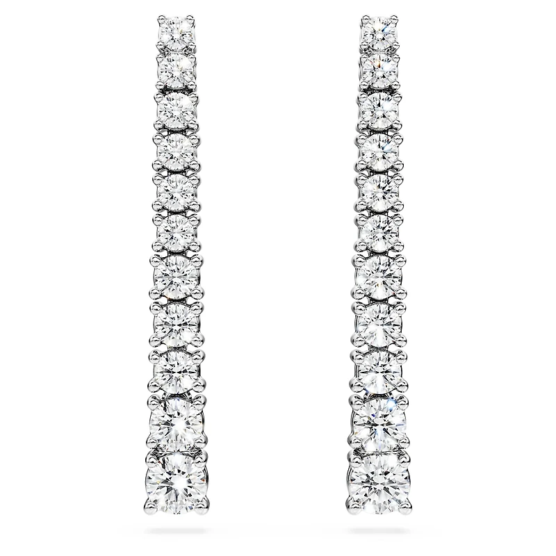 Eternity drop earrings, Lab-grown diamonds 1.3 ct tw, Round shape, 14K white gold by SWAROVSKI