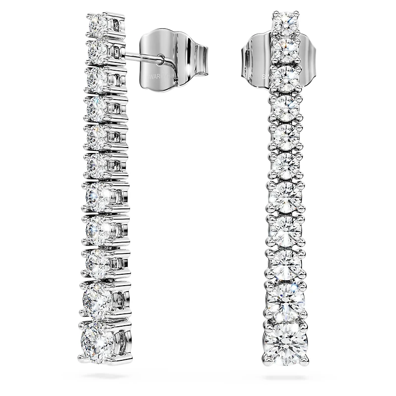 Eternity drop earrings, Lab-grown diamonds 1.3 ct tw, Round shape, 14K white gold by SWAROVSKI
