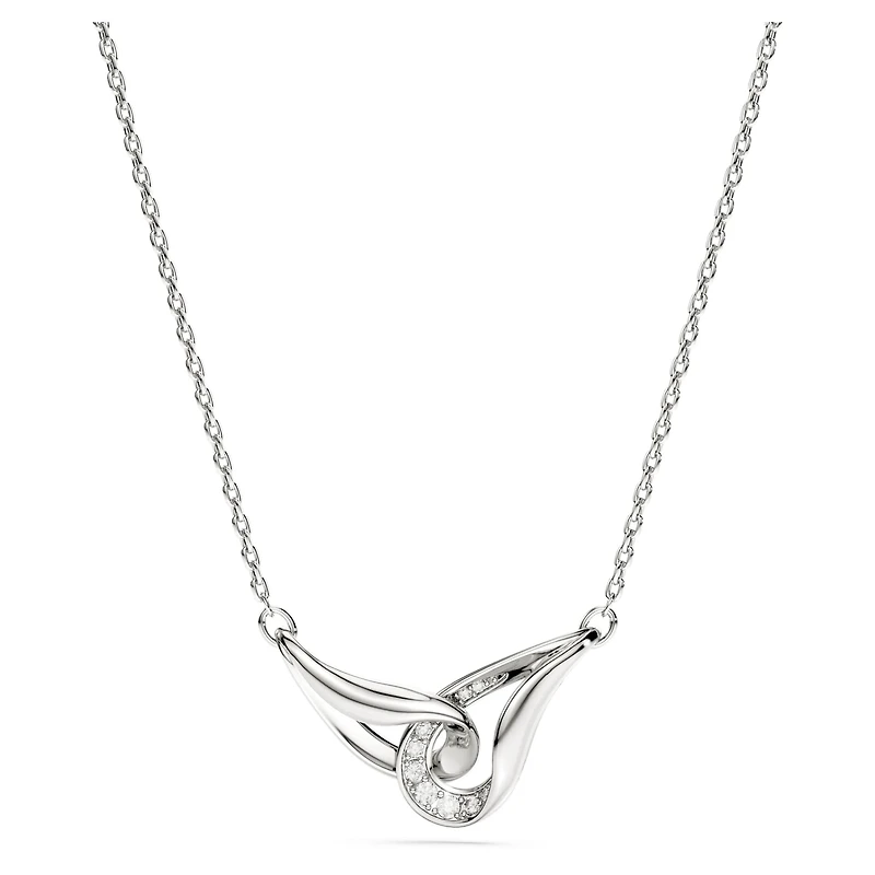 Swarovski Classica pendant, Round cut, Interlocking, White, Sterling silver
