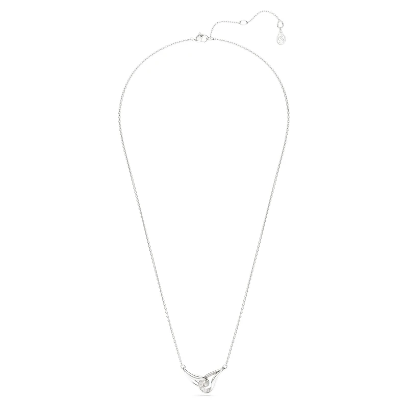 Swarovski Classica pendant, Round cut, Interlocking, White, Sterling silver