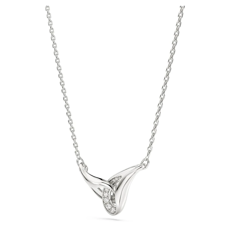 Classica pendant, Round cut, Interlocking, White, Sterling silver