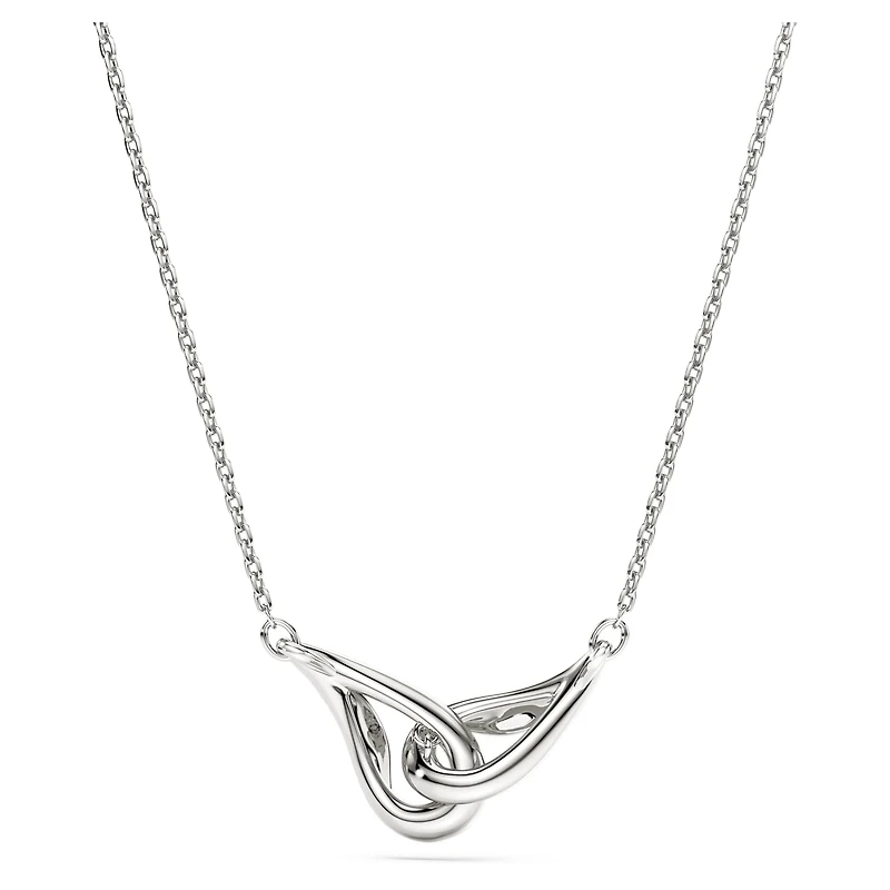 Swarovski Classica pendant, Round cut, Interlocking, White, Sterling silver
