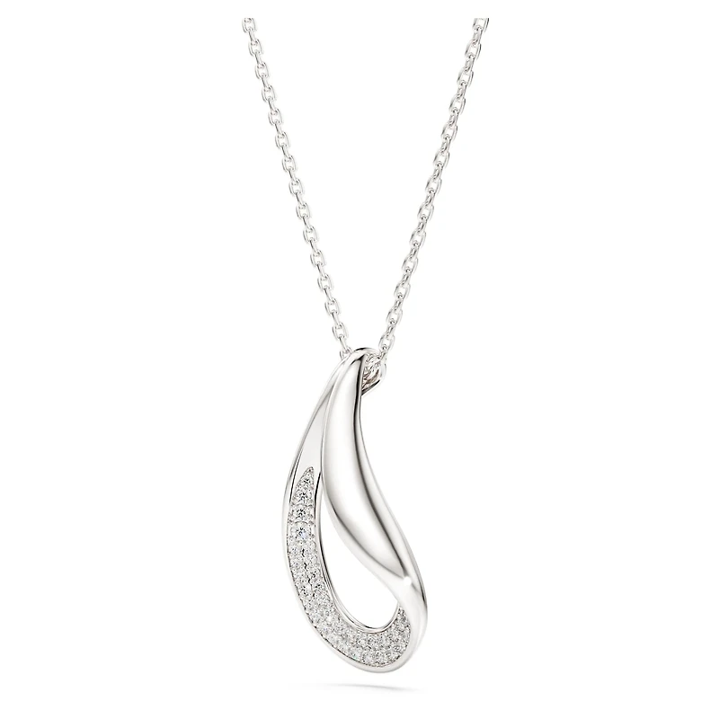 Swarovski Classica pendant, Round cut, Long, White, Sterling silver