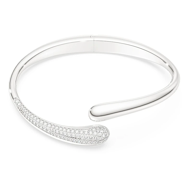 Swarovski Classica bangle, Intertwining, Round cut, White, Sterling silver