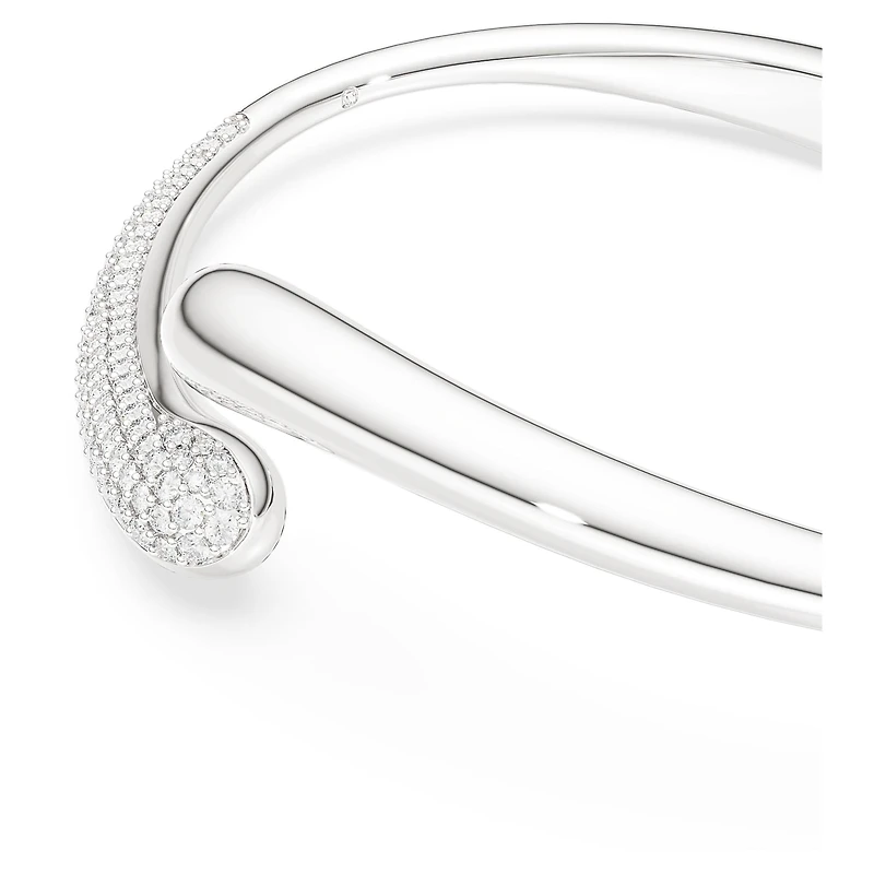 Classica bangle, Intertwining, Round cut, White, Sterling silver