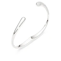 Swarovski Classica bangle, Intertwining, Round cut, White, Sterling silver