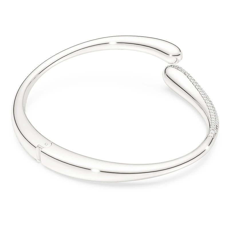 Swarovski Classica bangle, Intertwining, Round cut, White, Sterling silver