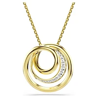 Hyperbola necklace, Round cut, White, 18K gold finish