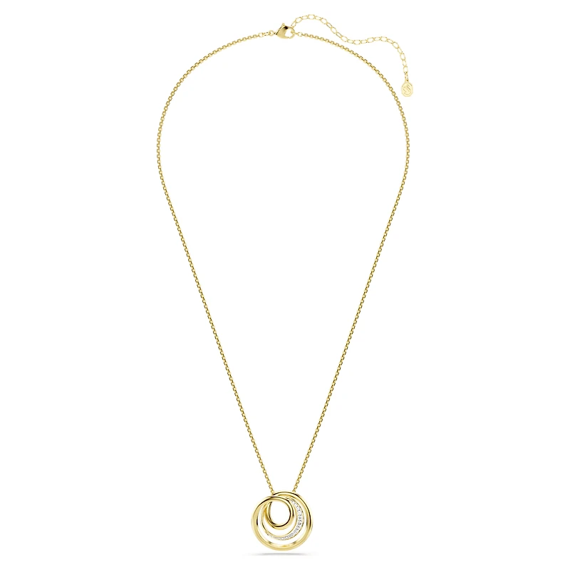 Hyperbola necklace, Round cut, White, 18K gold finish