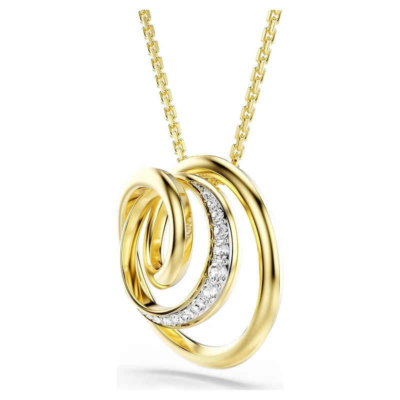 Hyperbola necklace, Round cut, White, Gold-tone plated by SWAROVSKI