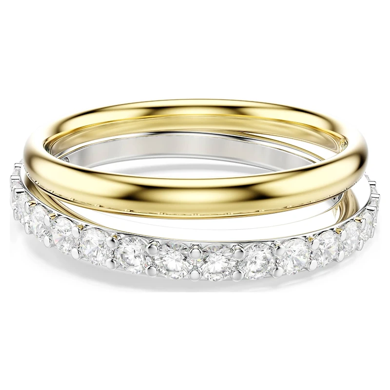 Hyperbola cocktail ring, Round cut, White, Mixed metal finish