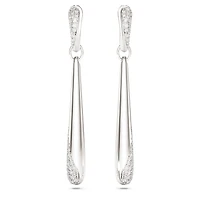 Swarovski Classica drop and hoop earrings, Round cut, White, Sterling silver