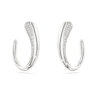 Swarovski Classica hoop earrings, Round cut, White, Sterling silver