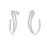 Swarovski Classica hoop earrings, Round cut, White, Sterling silver