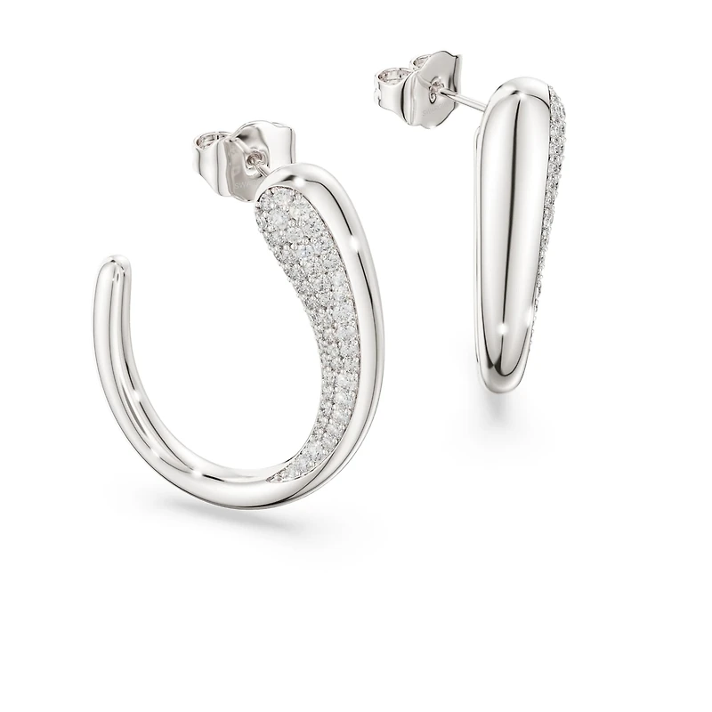 Swarovski Classica hoop earrings, Round cut, White, Sterling silver