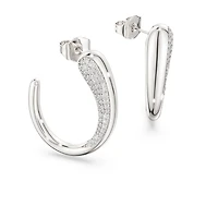 Swarovski Classica hoop earrings, Round cut, White, Sterling silver