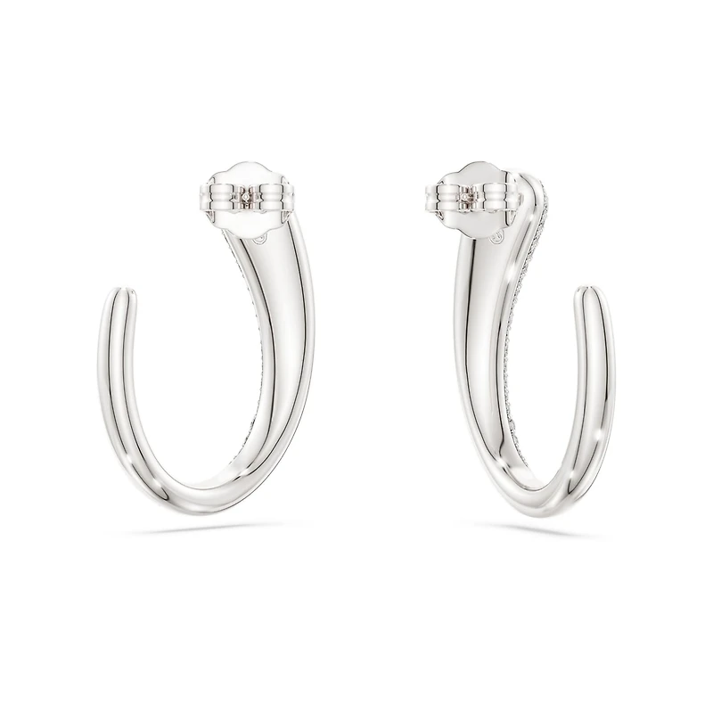Swarovski Classica hoop earrings, Round cut, White, Sterling silver