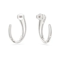 Swarovski Classica hoop earrings, Round cut, White, Sterling silver