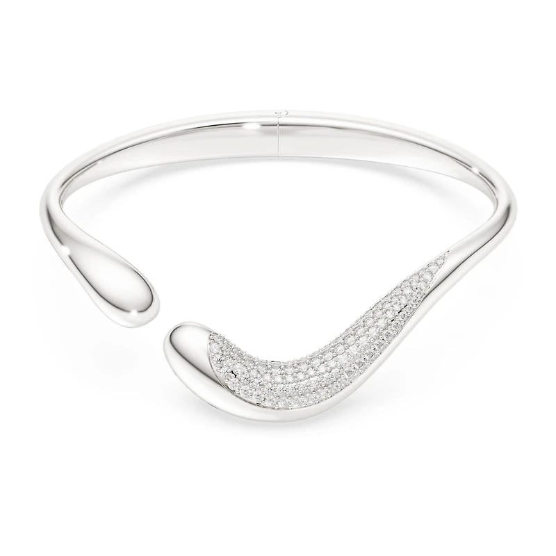 Swarovski Classica bangle, Open, Round cut, White, Sterling silver