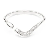Swarovski Classica bangle, Open, Round cut, White, Sterling silver