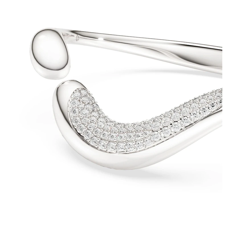 Swarovski Classica bangle, Open, Round cut, White, Sterling silver