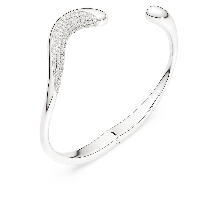 Swarovski Classica bangle, Open, Round cut, White, Sterling silver