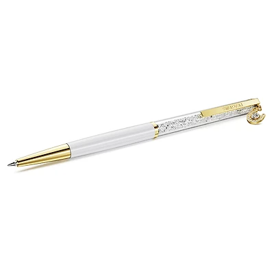 Crystalline ballpoint pen, Horseshoe, White, White lacquered, gold-tone plated
