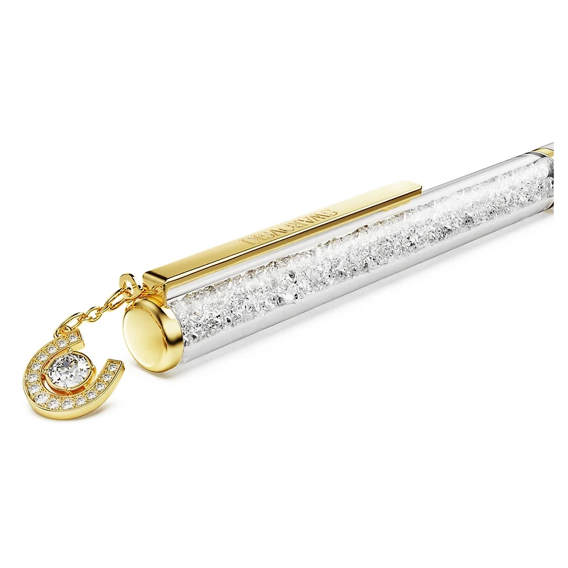 Crystalline ballpoint pen, Horseshoe, White, White lacquered, gold-tone plated by SWAROVSKI