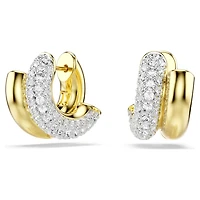 Dextera hoop earrings, Round cut, Mini, White, 18K gold finish