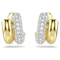 Dextera hoop earrings, Round cut, Mini, White, 18K gold finish