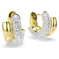 Dextera hoop earrings, Round cut, Mini, White, 18K gold finish