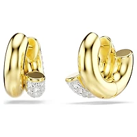 Dextera hoop earrings, Round cut, Mini, White, 18K gold finish