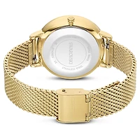 Clarica watch, Swiss Made, Metal bracelet, Gold tone, Gold-tone finish by SWAROVSKI