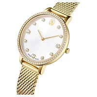 Clarica watch, Swiss Made, Metal bracelet, Gold tone, Gold-tone finish by SWAROVSKI