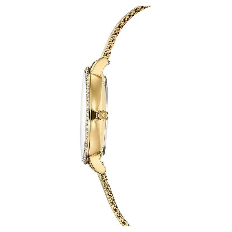 Clarica watch, Swiss Made, Metal bracelet, Gold tone, Gold-tone finish by SWAROVSKI
