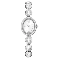 Imber oval watch, Swiss Made, Metal bracelet, Silver tone, Stainless steel