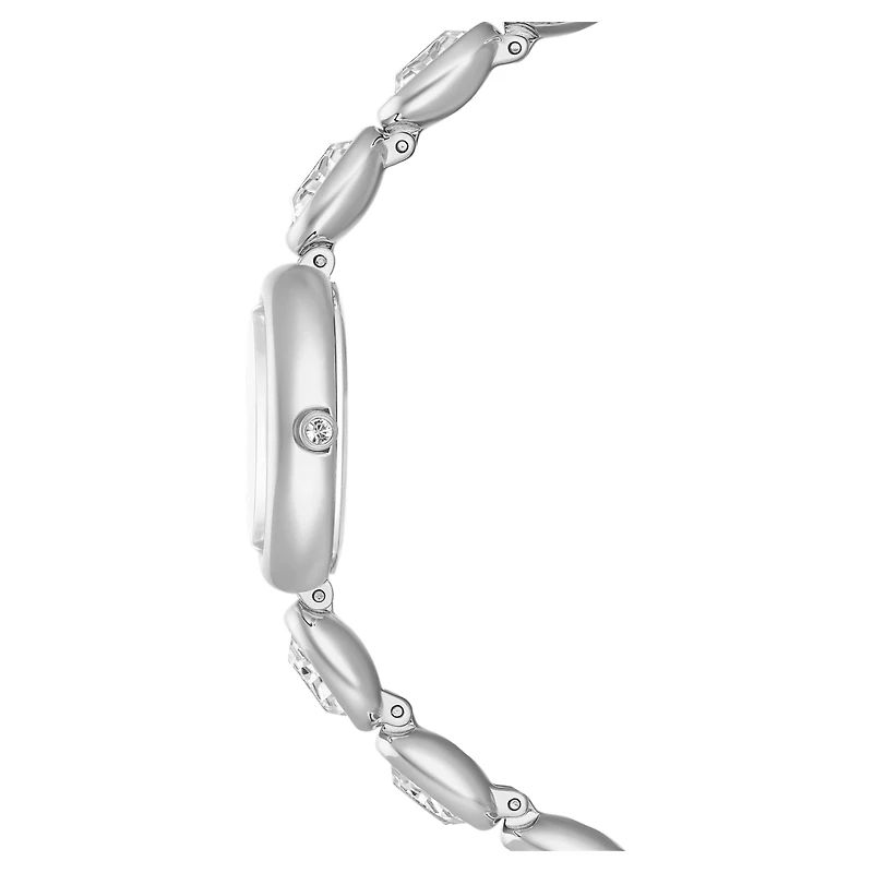Imber oval watch, Swiss Made, Metal bracelet, Silver tone, Stainless steel